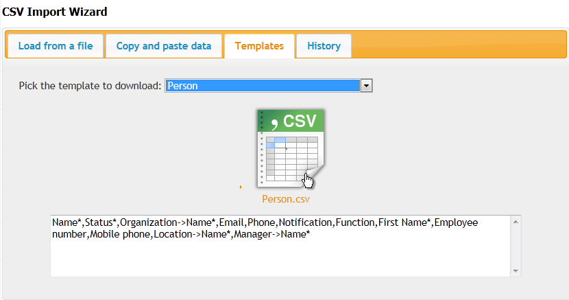 CSV Import Templates
