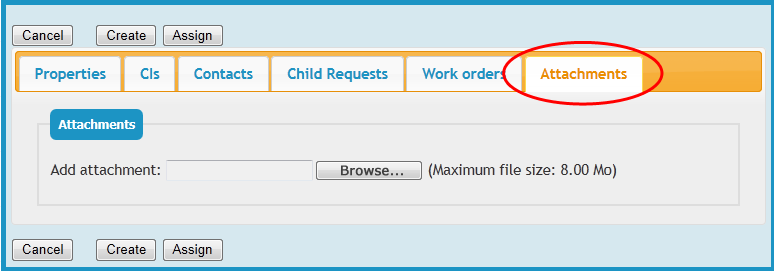 Ticket Attachments tab