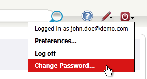 Change Password menu item