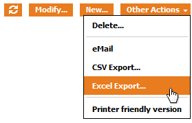 the "Excel Export" Action
