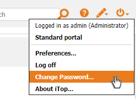 Change Password menu item