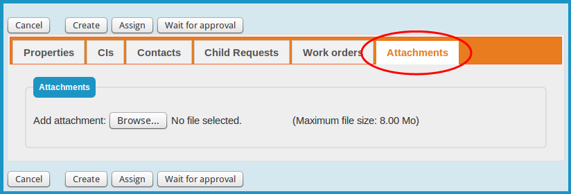 Ticket Attachments tab