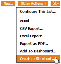 Toolkit operation: Create a Shortcut