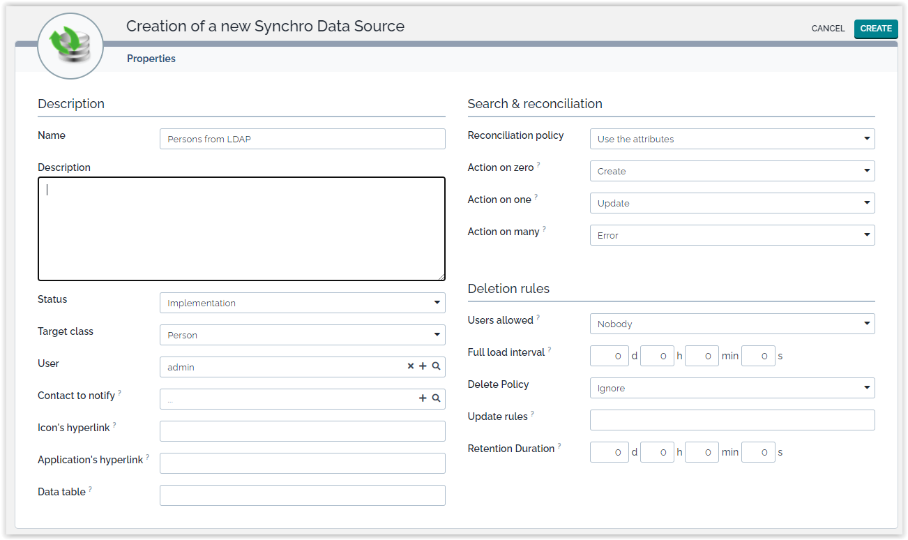 Synchronization Data Sources menu