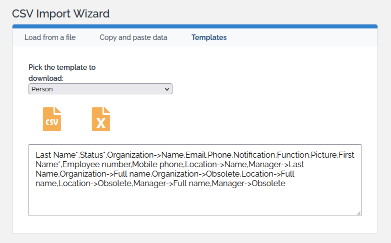 CSV Import Templates