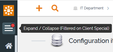 Collapsed menus and filtered organization