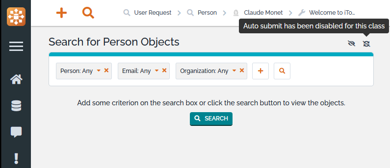 Auto Search deactivated icon