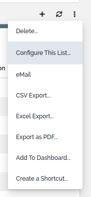 Toolkit operation: Configure This list