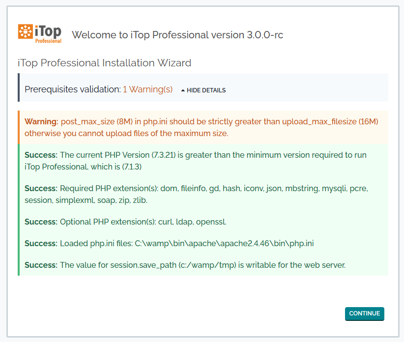 Step 1: Configuration check with errors