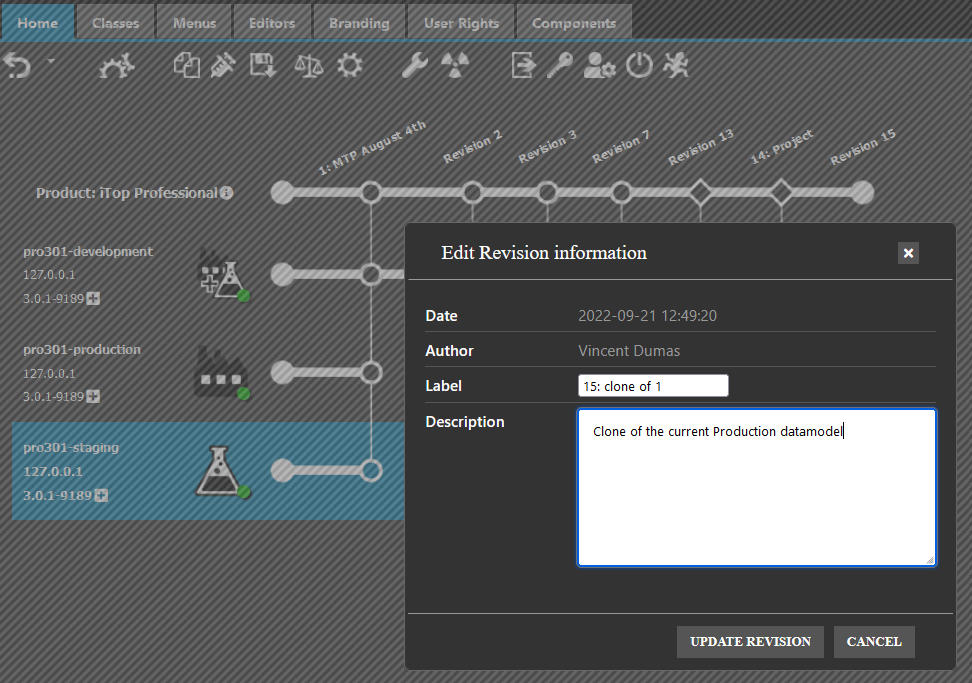 Rename cloned revision