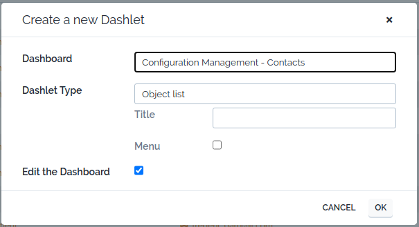 Add To Dashboard Dialog