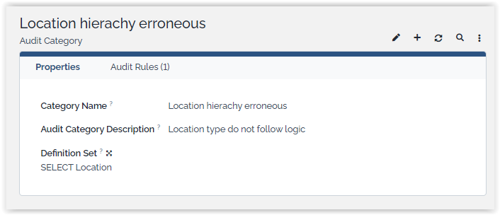  Location Hierarchy Audit category 