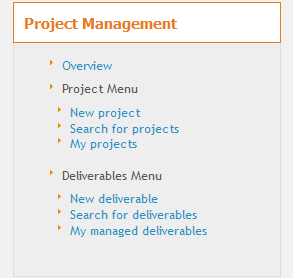 Project Management Menu