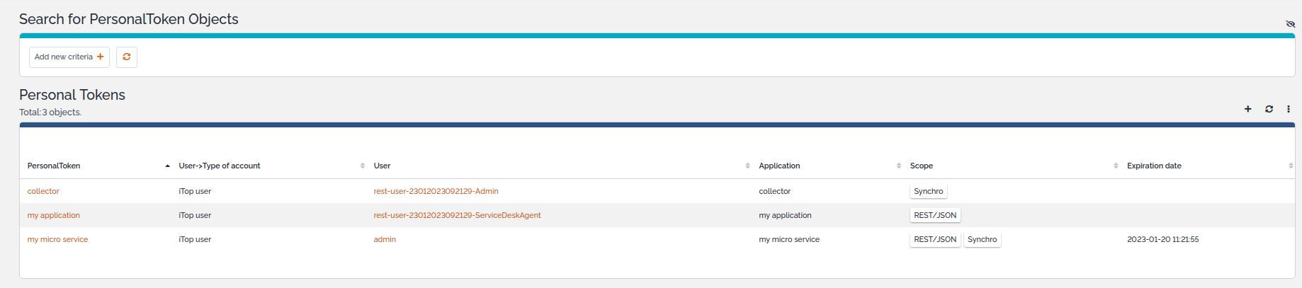 token management page