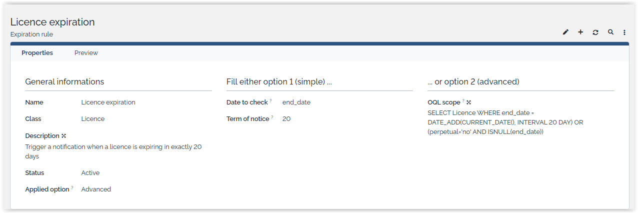  Notify on expiration advanced rule