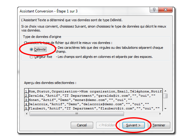 Assistant de conversion