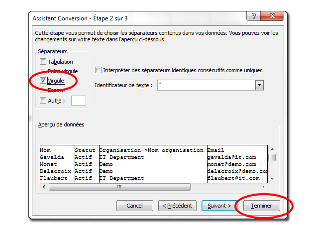 Assistant de conversion