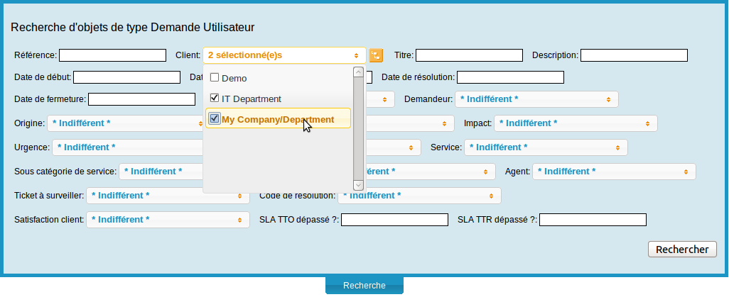 Un formulaire de recherche