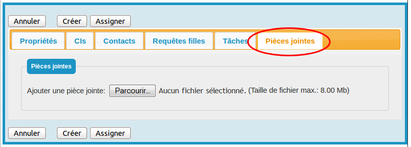 Onglet Pièces Jointes
