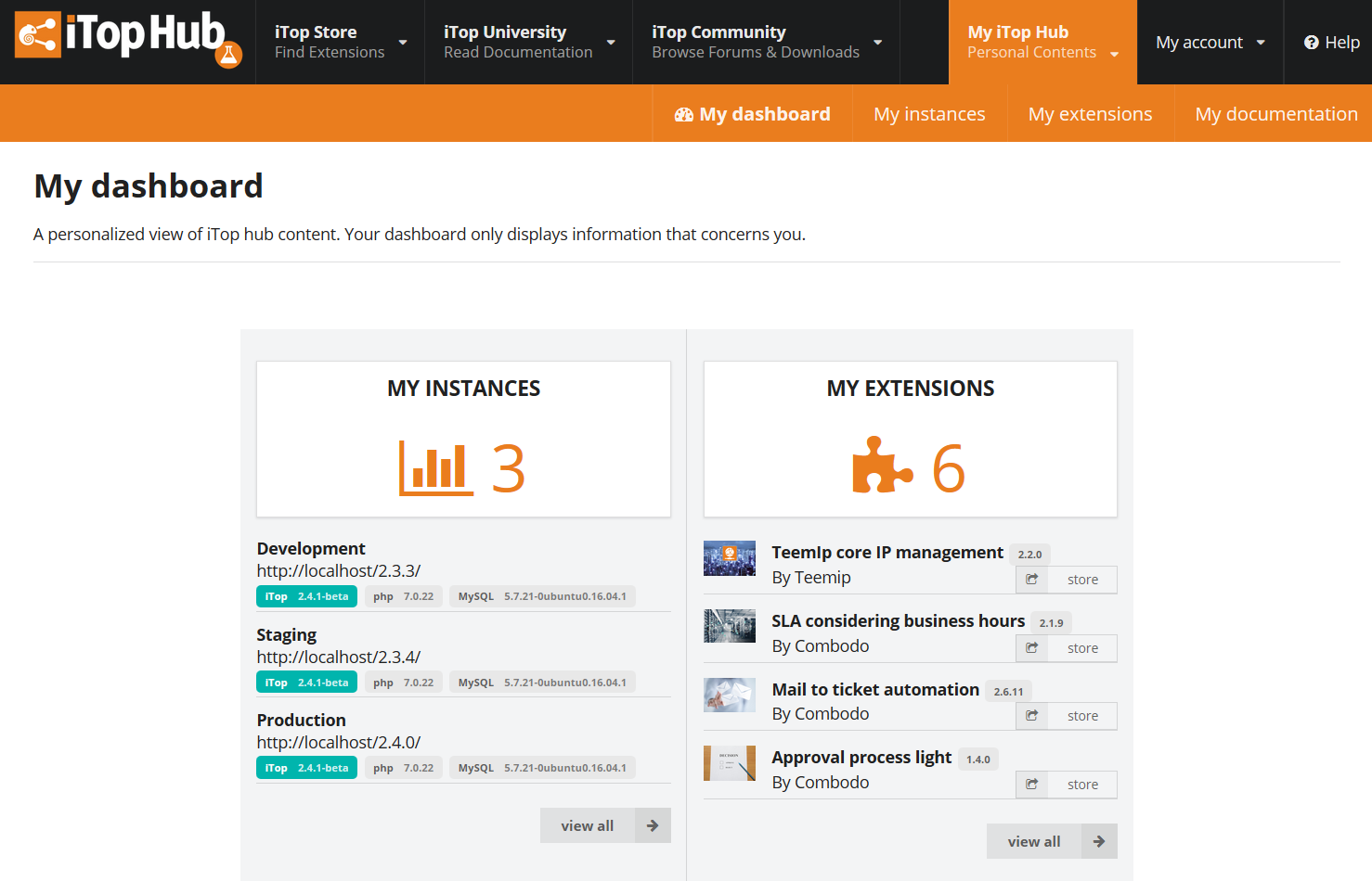 iTop Hub Dashboard