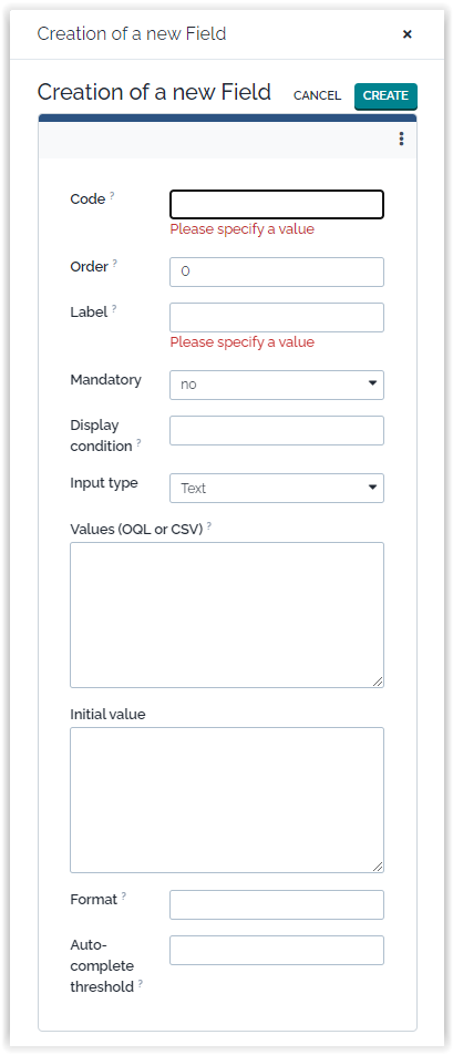  Customized request forms field creation