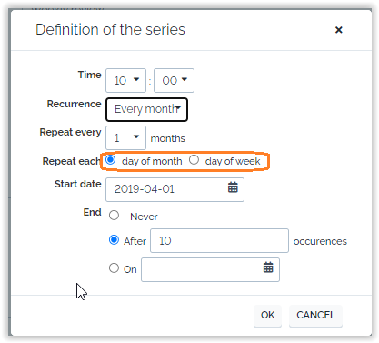  Series recurrence month