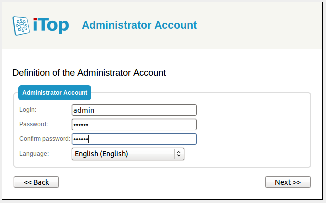Step 5: Admin account