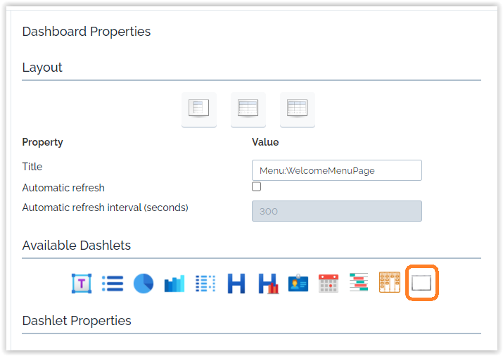  iFrame dashlet select the dashlet