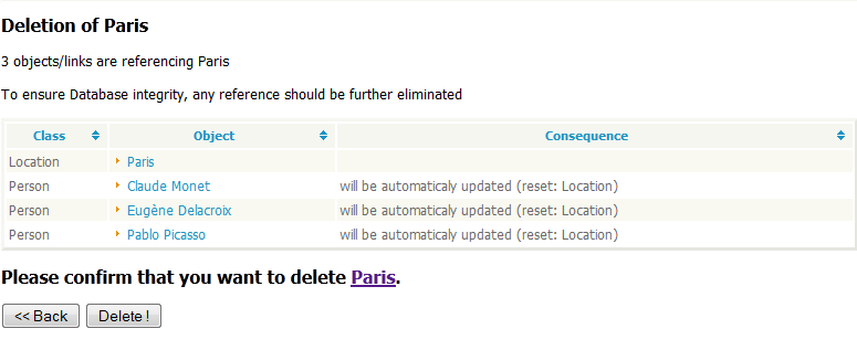 Delete confirmation page