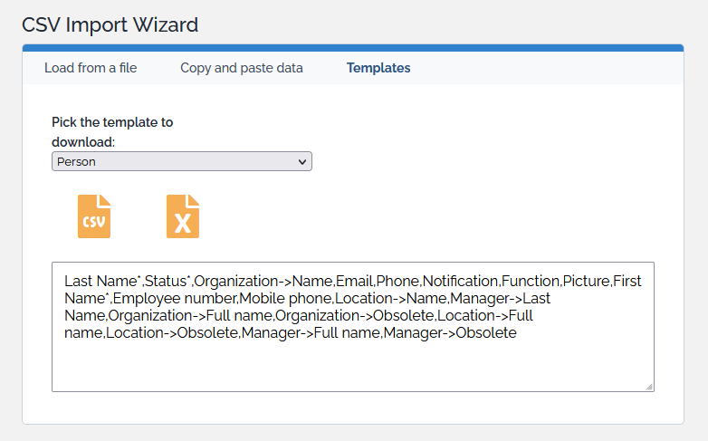 CSV Import Templates CSV Import Templates