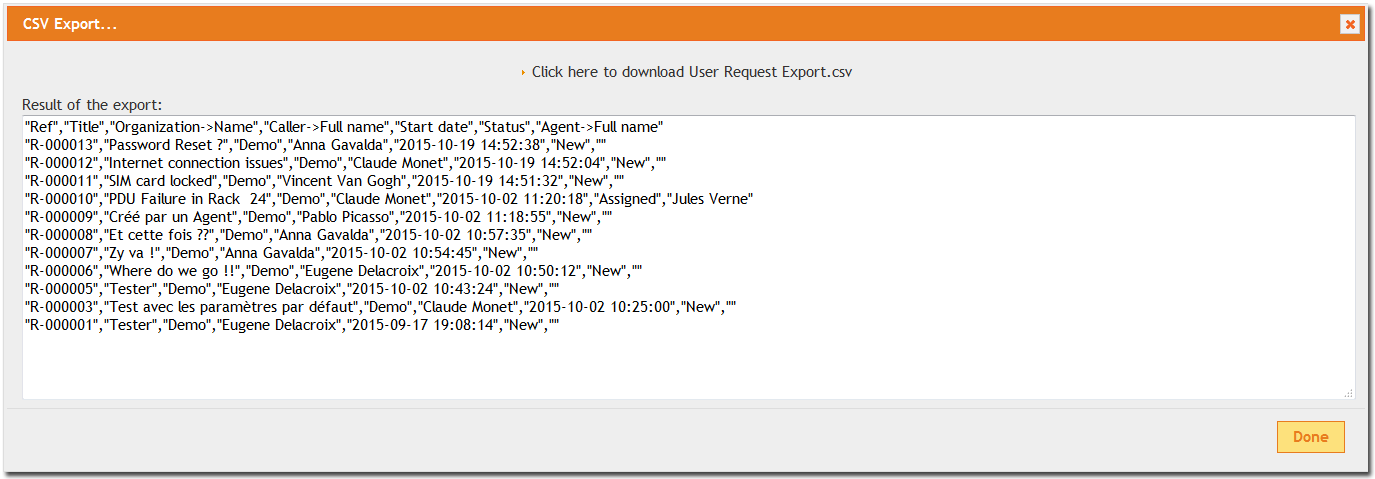  CSV Export results 